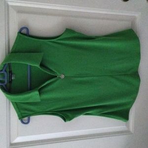 TOMMY HILFIGER green sleeveless shirt with zipper, size M